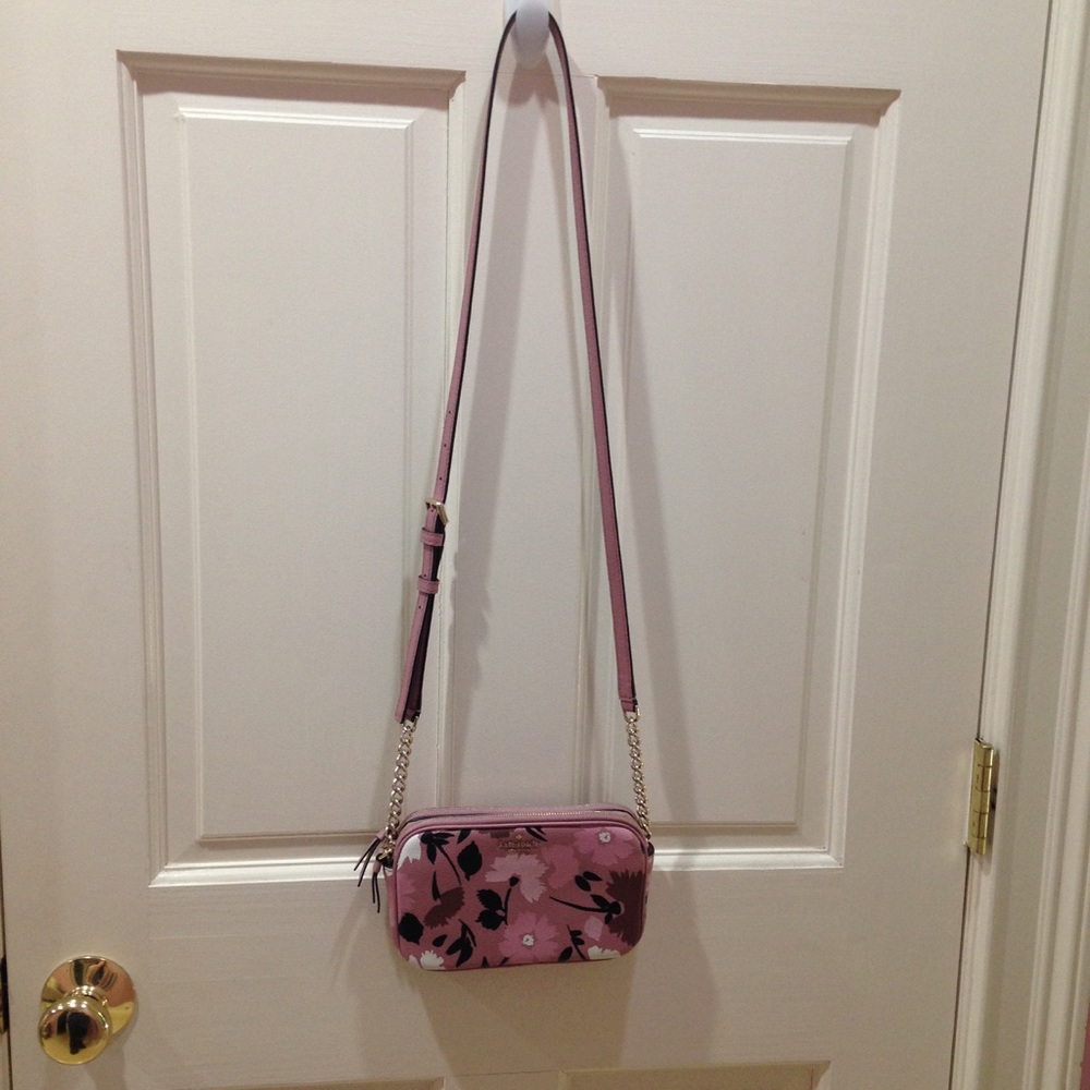 Kate Spade Mauve Pink Floral Crossbody Purse Bag - Picture 13 of 16